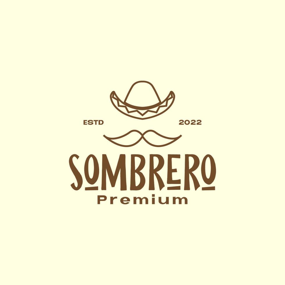 snor met sombrero hoed vintage logo ontwerp vector grafisch symbool pictogram illustratie creatief idee