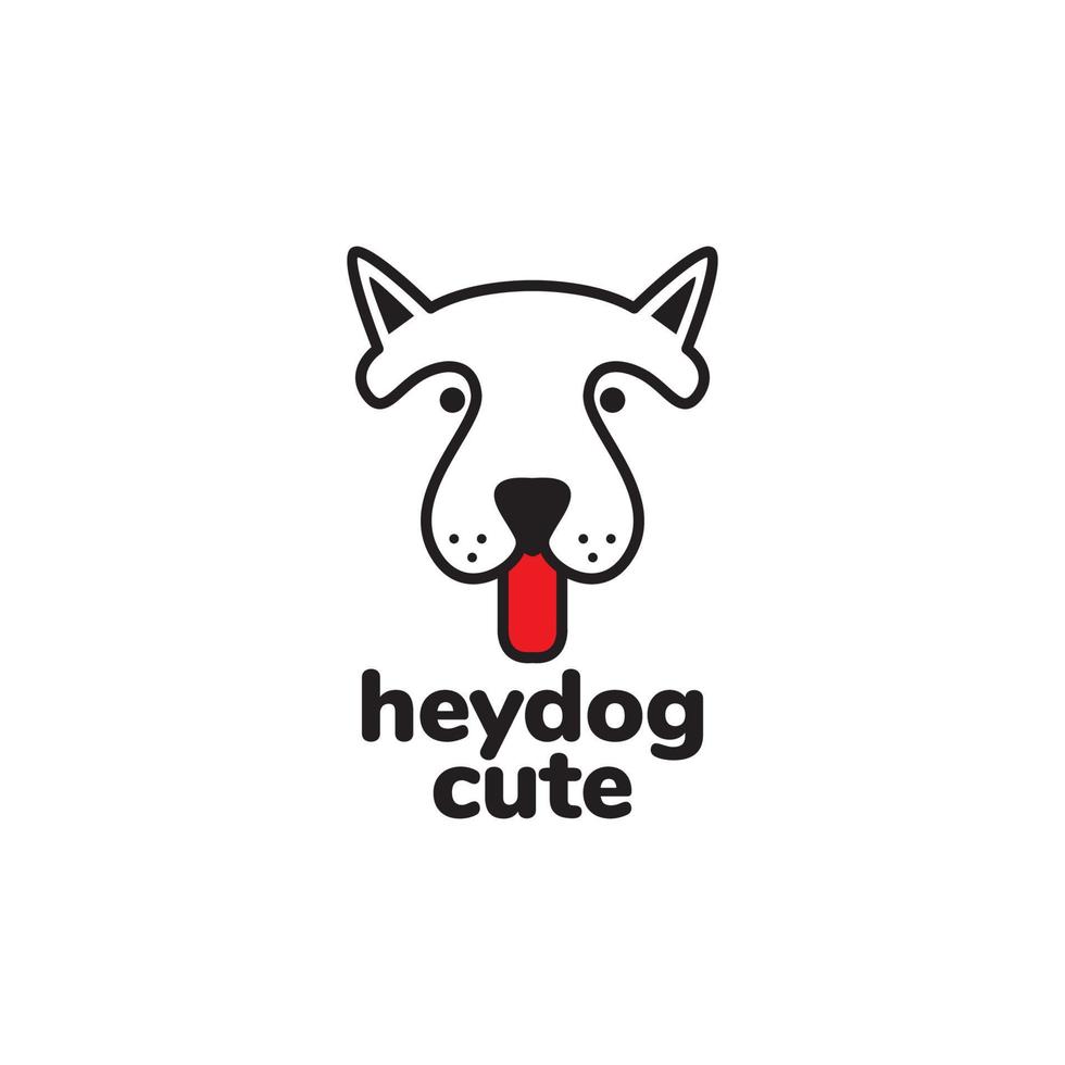 schattig hoofd minimalistische hond met tong logo ontwerp vector grafisch symbool pictogram illustratie creatief idee