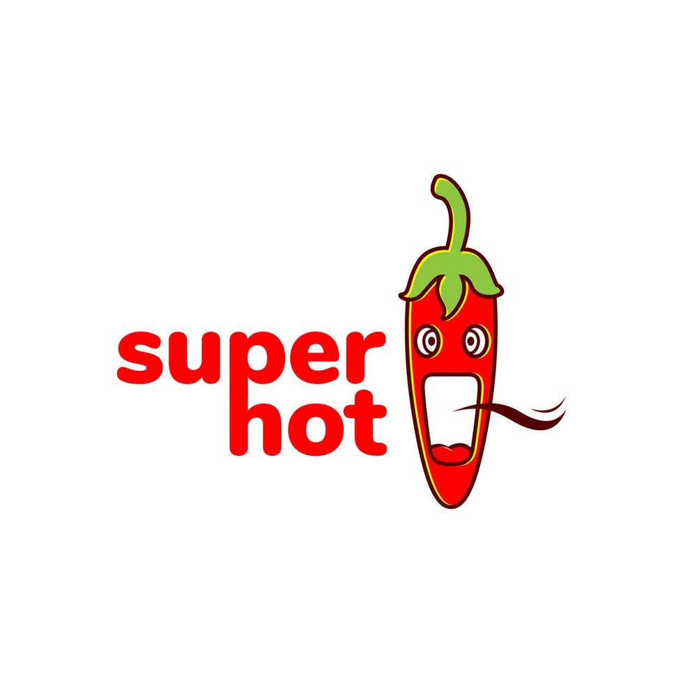 rode chili cartoon schok heet pittig logo ontwerp vector grafisch symbool pictogram illustratie creatief idee