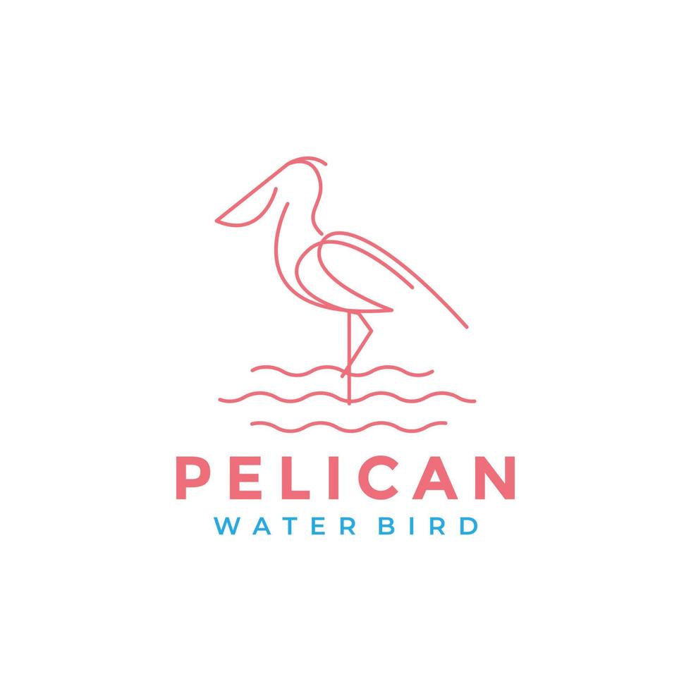 eenvoudig minimaal lijn vogel pelikaan water logo ontwerp vector grafisch symbool pictogram illustratie creatief idee