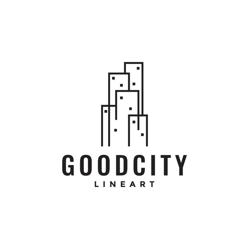 eenvoudig stad stad wolkenkrabber lijn logo ontwerp vector grafisch symbool pictogram illustratie creatief idee