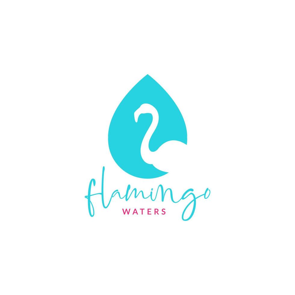 druppel water met flamingo logo ontwerp vector grafisch symbool pictogram illustratie creatief idee