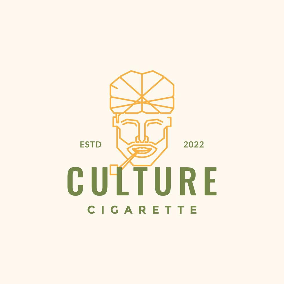 hoofd man met rook en tulband logo ontwerp vector grafisch symbool pictogram illustratie creatief idee