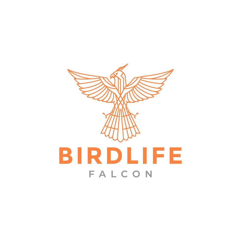 vogel adelaar of valk lijn veelhoek logo ontwerp vector grafisch symbool pictogram illustratie creatief idee