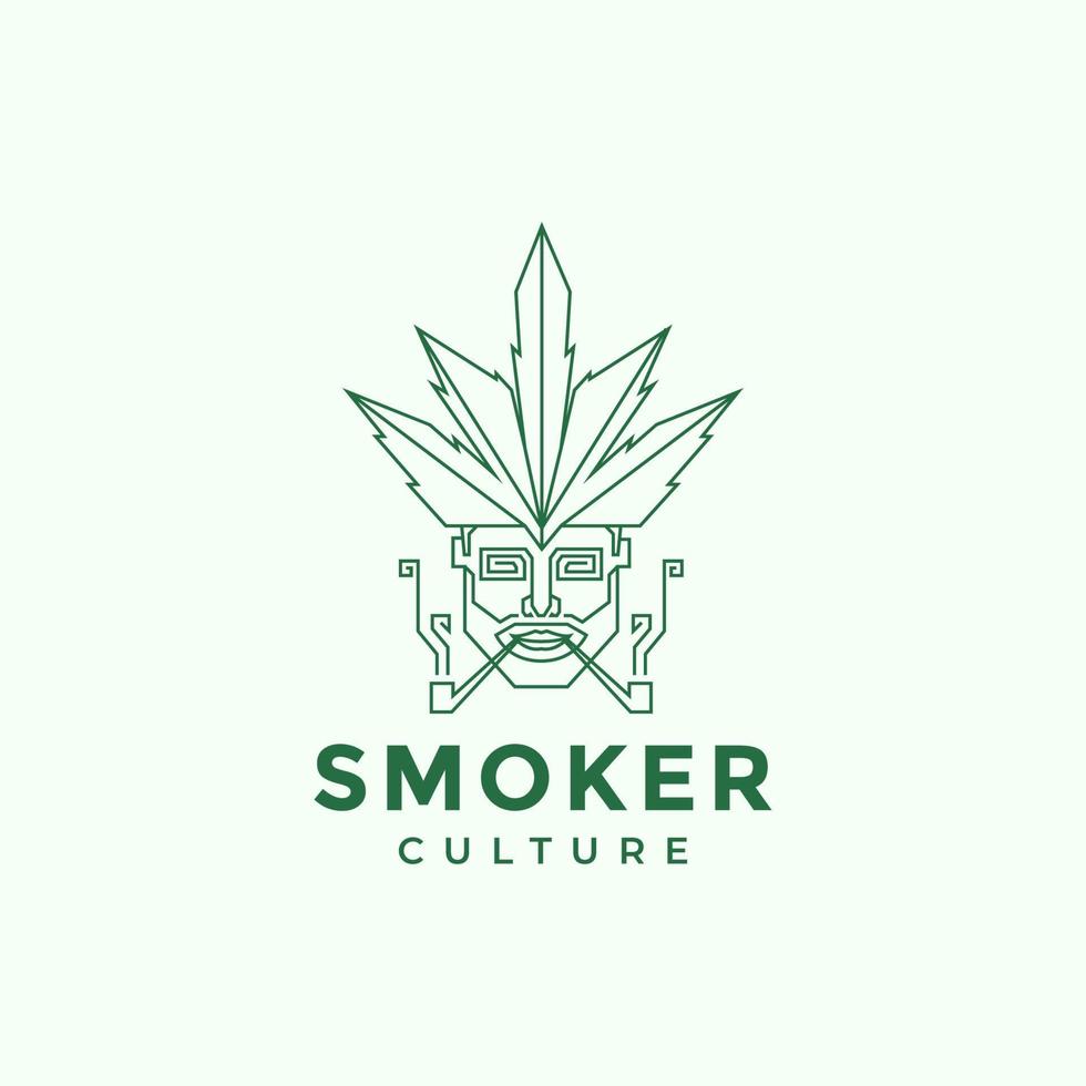 hoofd man roker sigaret tabak logo ontwerp vector grafisch symbool pictogram illustratie creatief idee