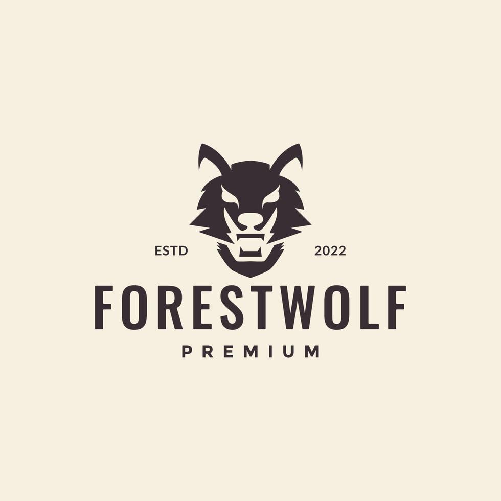 hoofd wolf schrik hipster logo ontwerp vector grafisch symbool pictogram illustratie creatief idee