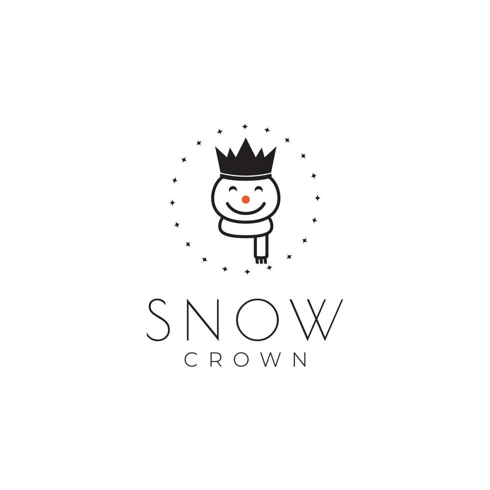 schattige sneeuwpop met kroon logo ontwerp vector grafisch symbool pictogram illustratie creatief idee