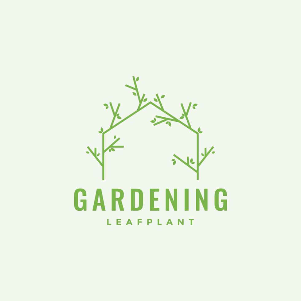 lijn met wijnstokken blad poort tuinieren logo ontwerp vector grafisch symbool pictogram illustratie creatief idee