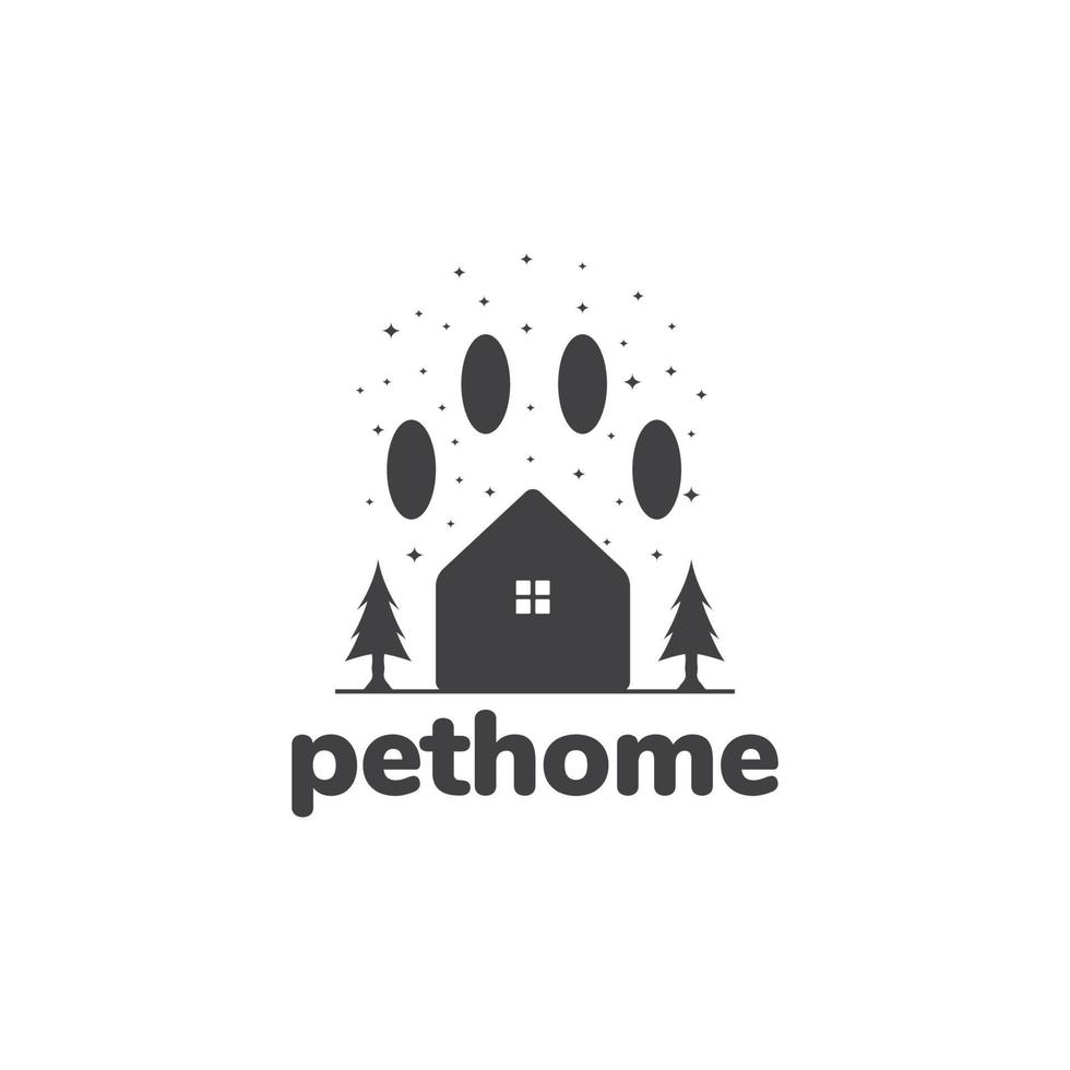 huis met poot huisdieren bos logo ontwerp vector grafisch symbool pictogram illustratie creatief idee