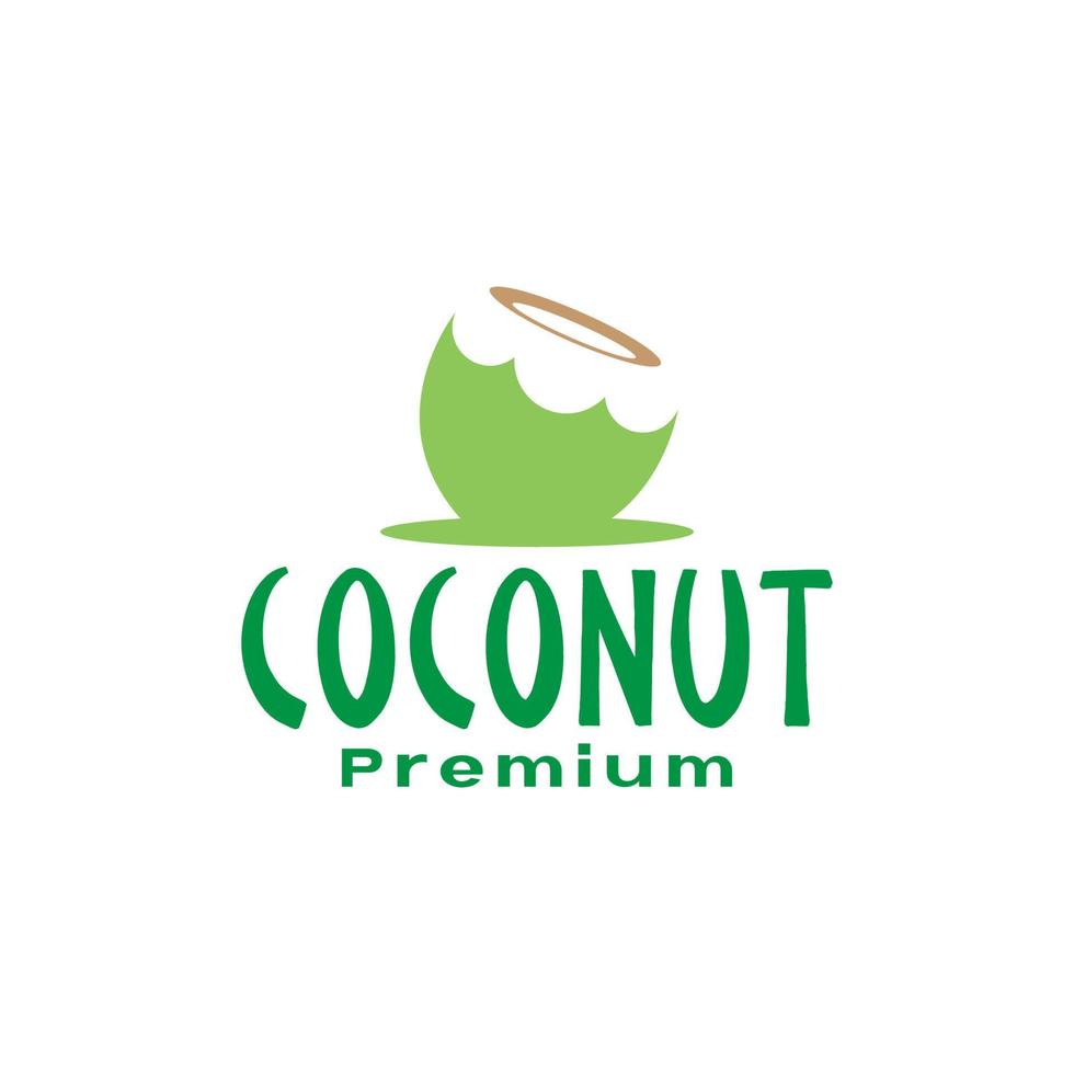 verse groene kokosnoot platte logo ontwerp vector grafisch symbool pictogram illustratie creatief idee