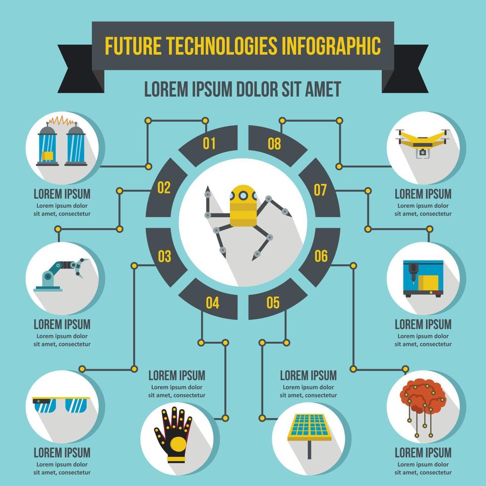 toekomstig tech infographic concept, vlakke stijl vector