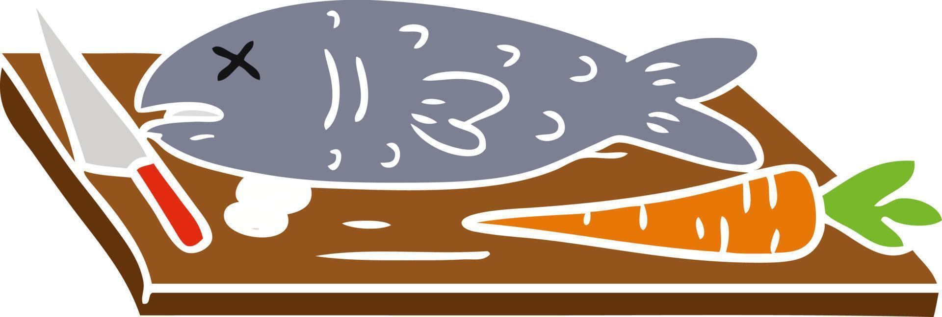 cartoon doodle van een snijplank voor eten vector
