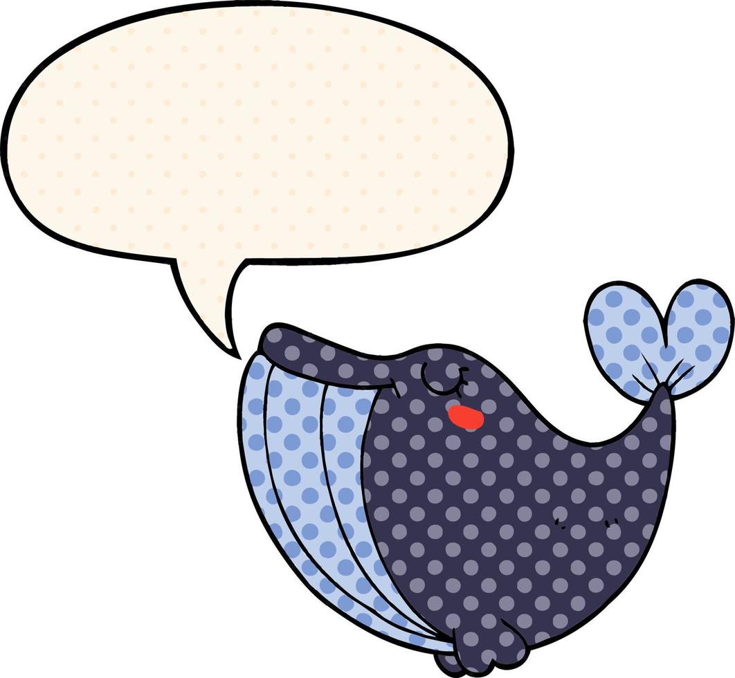 cartoon walvis en tekstballon in stripboekstijl vector
