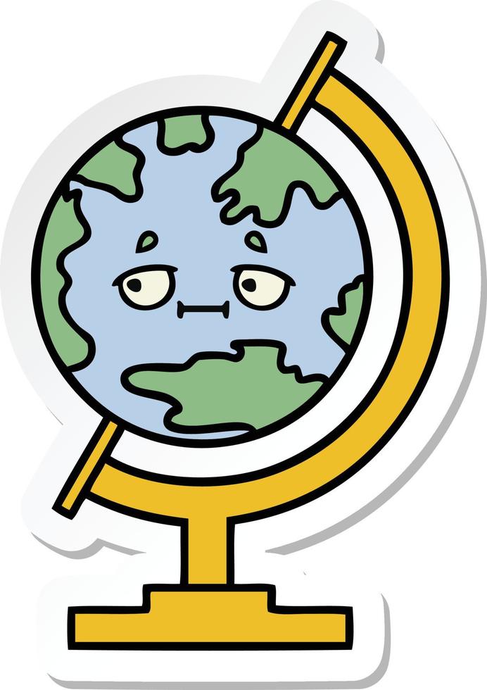 sticker van een schattige cartoonbol van de wereld vector