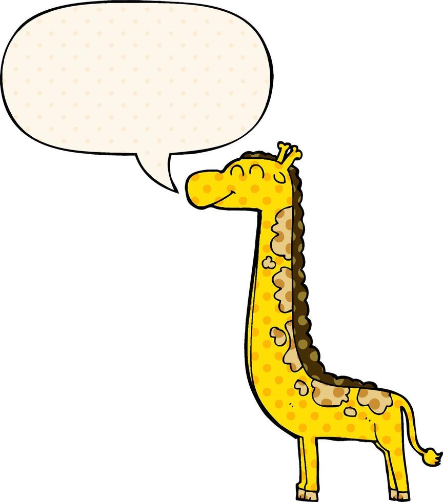 cartoon giraf en tekstballon in stripboekstijl vector