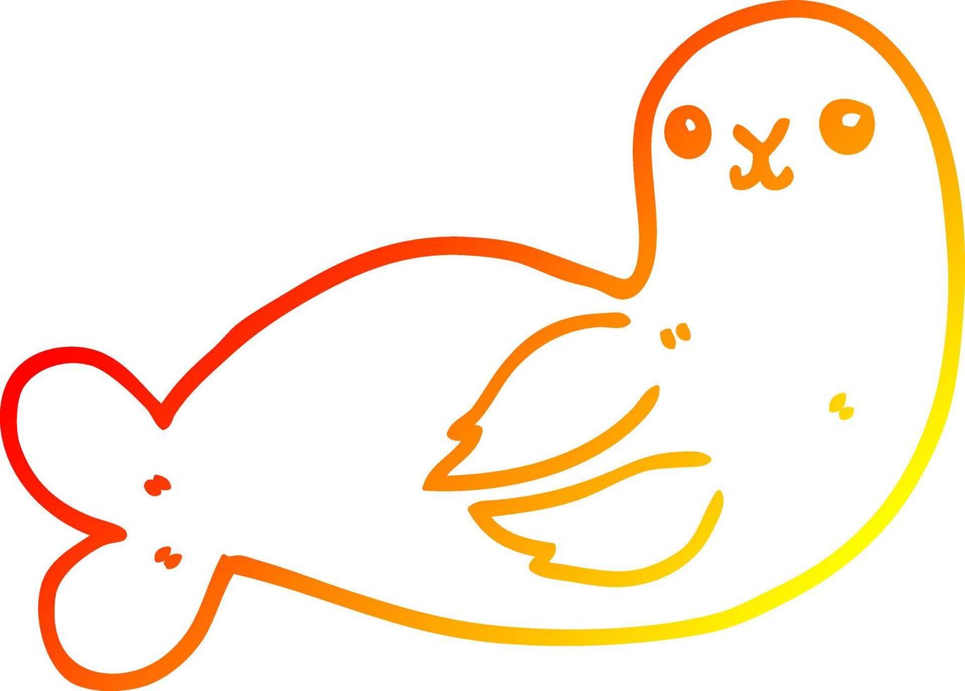 warme gradiënt lijntekening cartoon zeehond vector