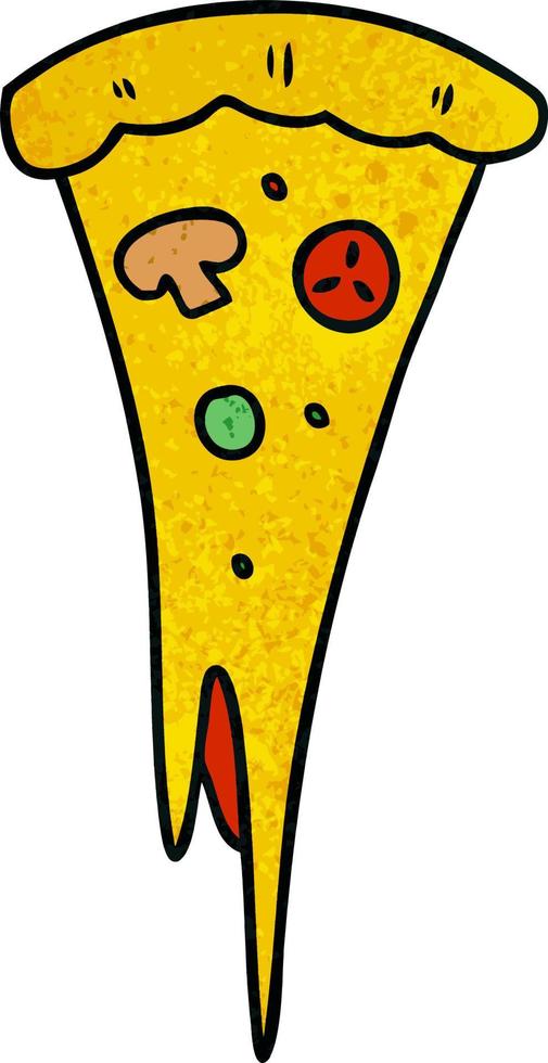 getextureerde cartoon doodle van een stuk pizza vector