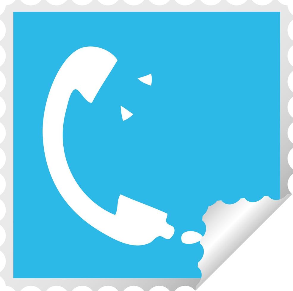 vierkante peeling sticker cartoon telefoonhoorn vector