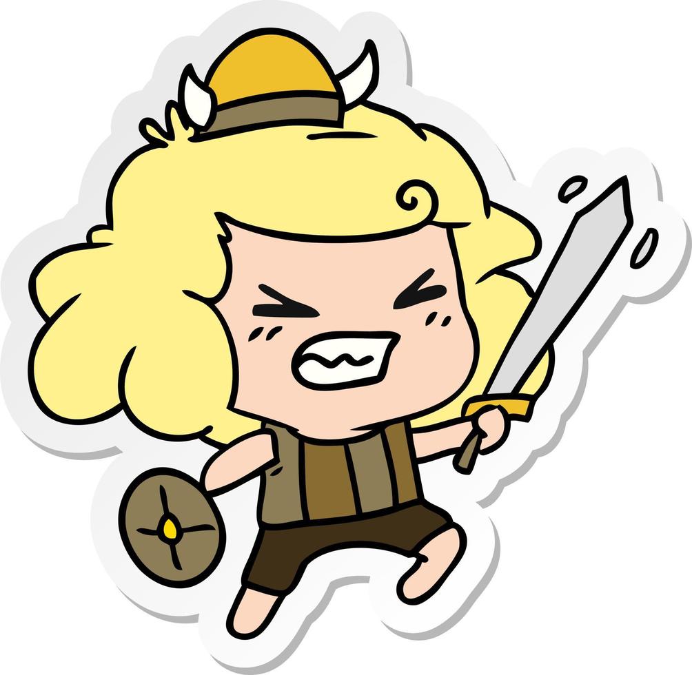 sticker cartoon van kawaii viking kind vector