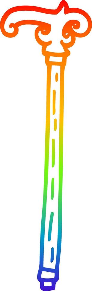 regenbooggradiënt lijntekening cartoon wandelstok vector