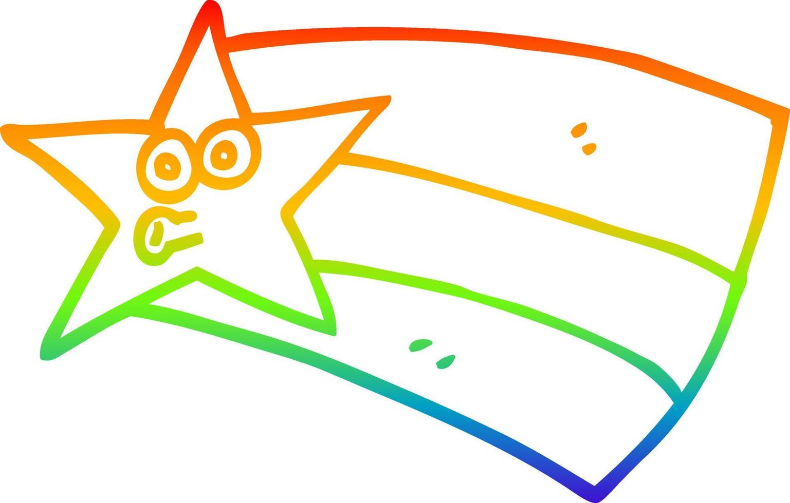 regenbooggradiënt lijntekening cartoon vallende ster vector