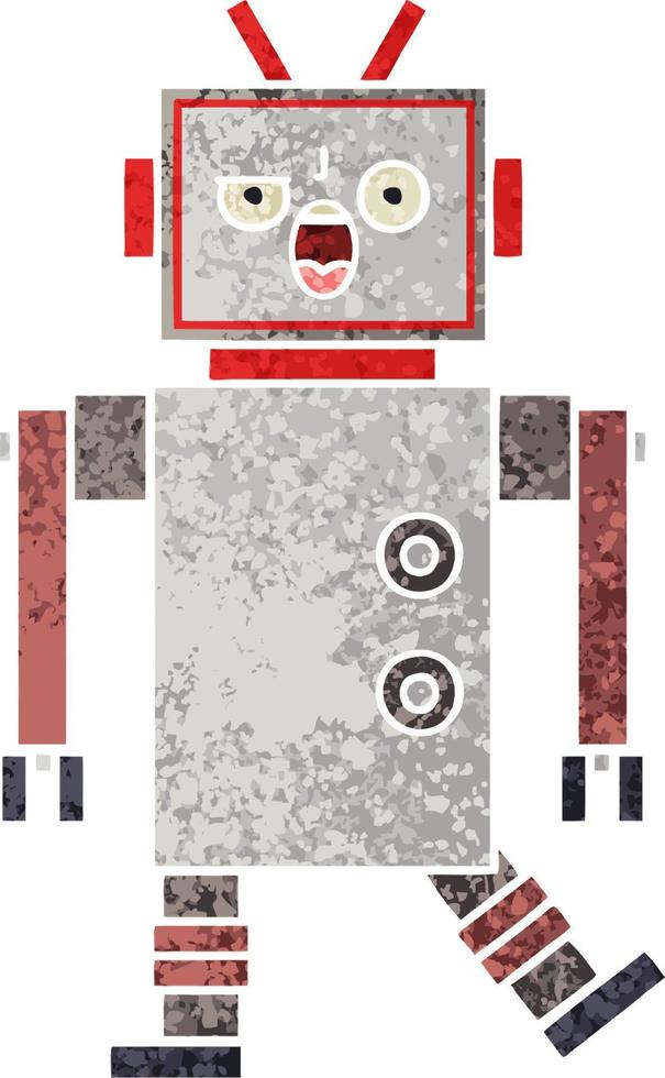 retro illustratie stijl cartoon robot vector