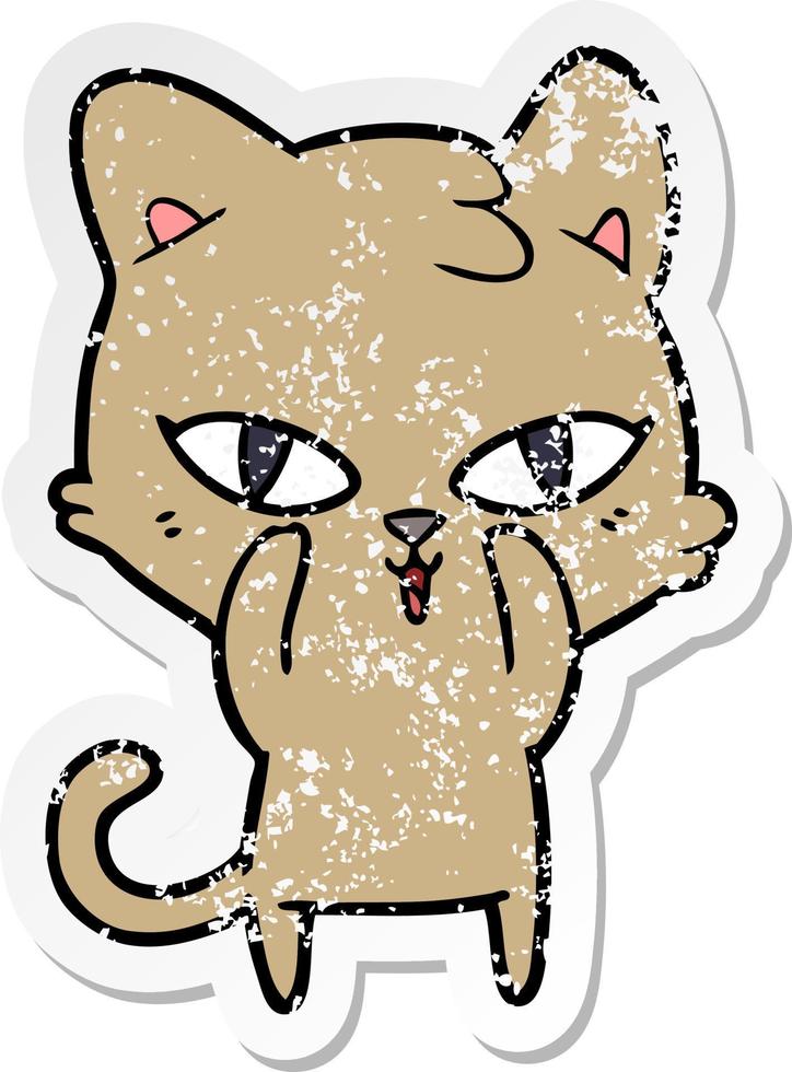 noodlijdende sticker van een cartoonkat vector