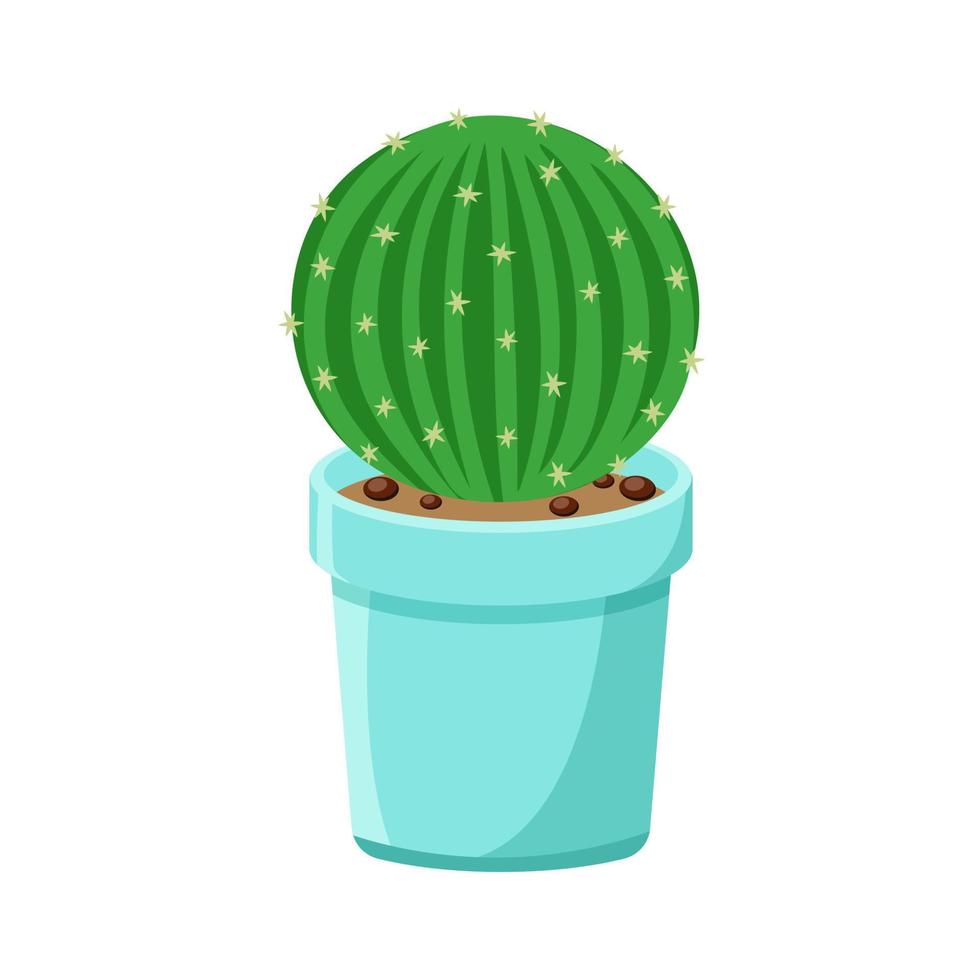 ronde stekelige cactus in pot geïsoleerde vector