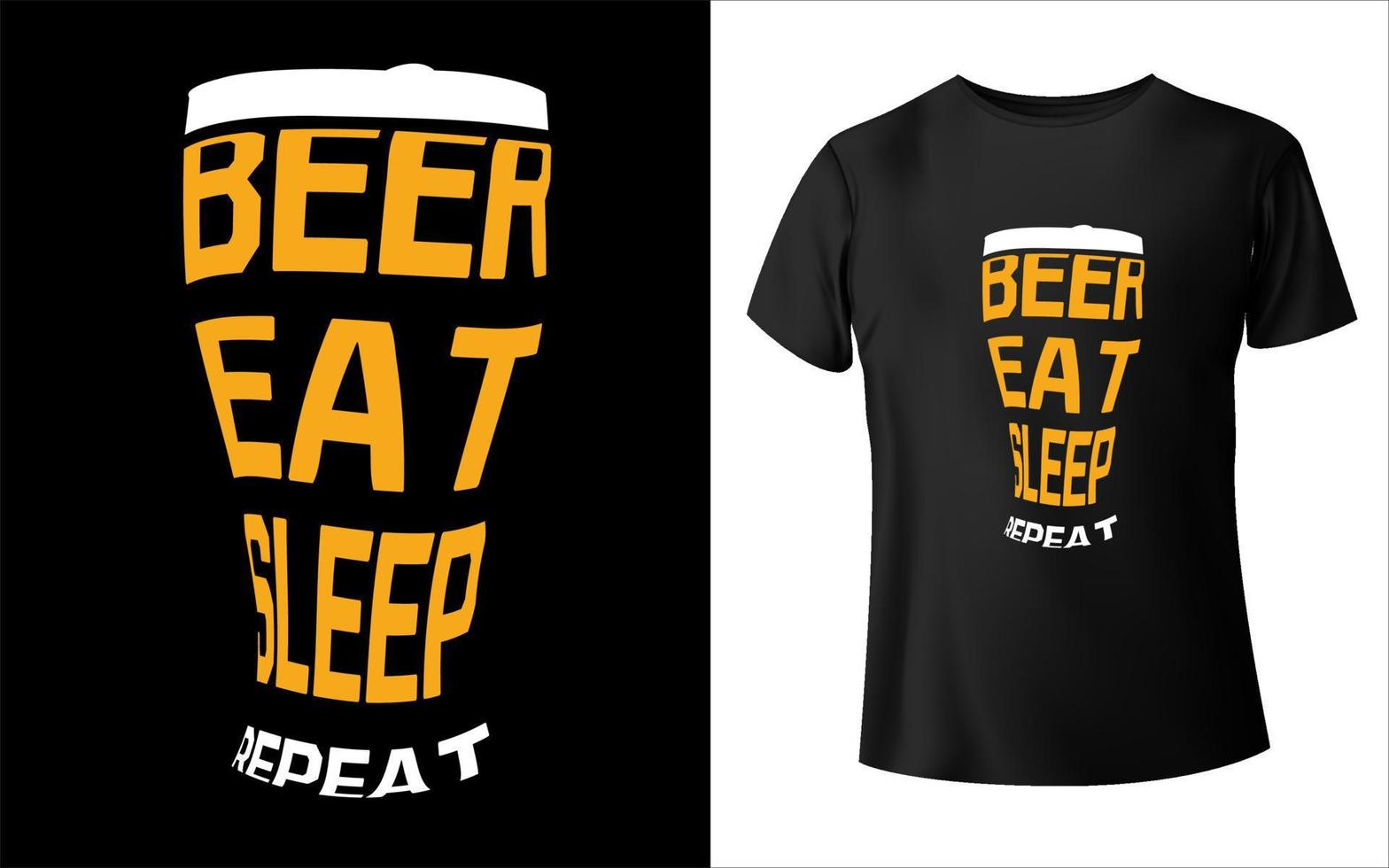 bier eet slaap herhaal t-shirtontwerp vector