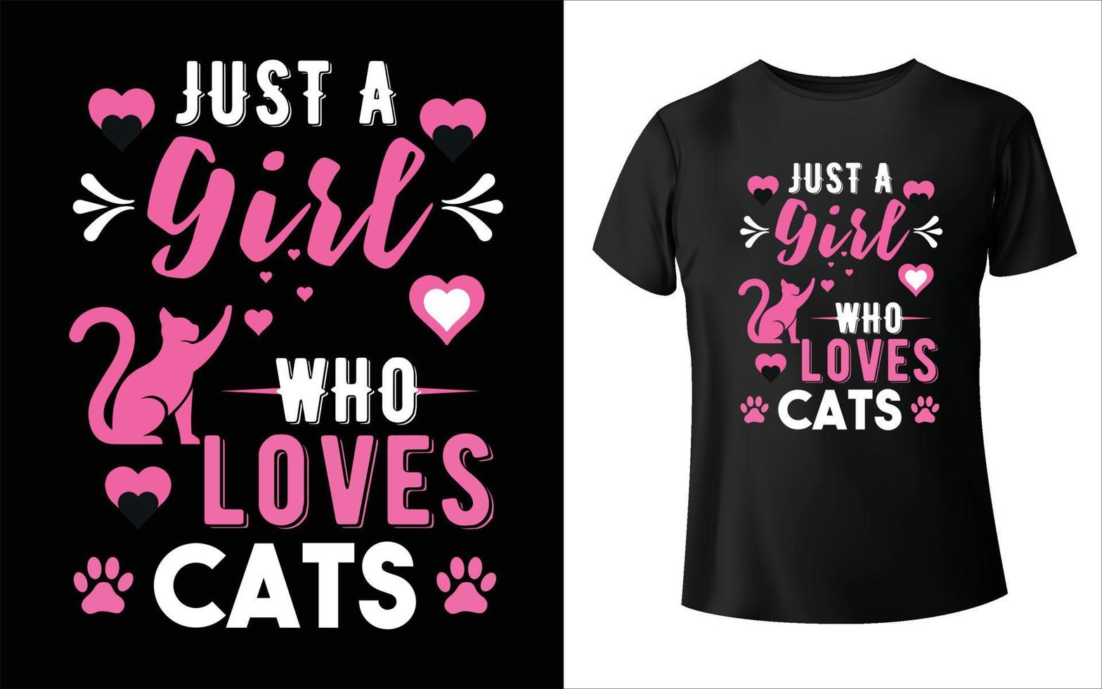 gewoon een meisje dat dol is op katten t-shirt dieren vector