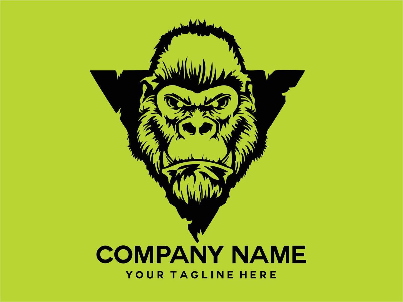 gorilla hoofd logo op groene achtergrond vector