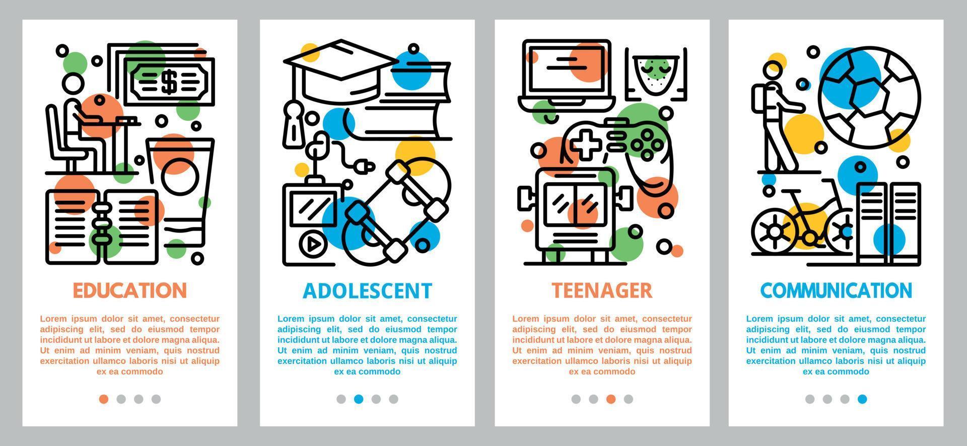 bannerset voor adolescenten, Kaderstijl vector