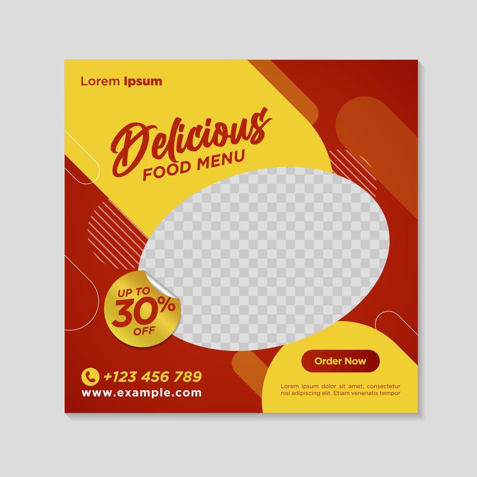 restaurant eten sociale media banner post ontwerpsjabloon vector