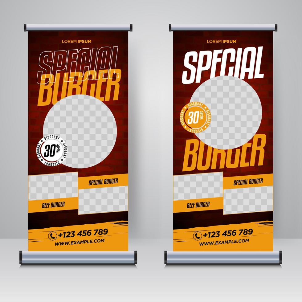 eten en restaurant roll-up banner ontwerpsjabloon vector