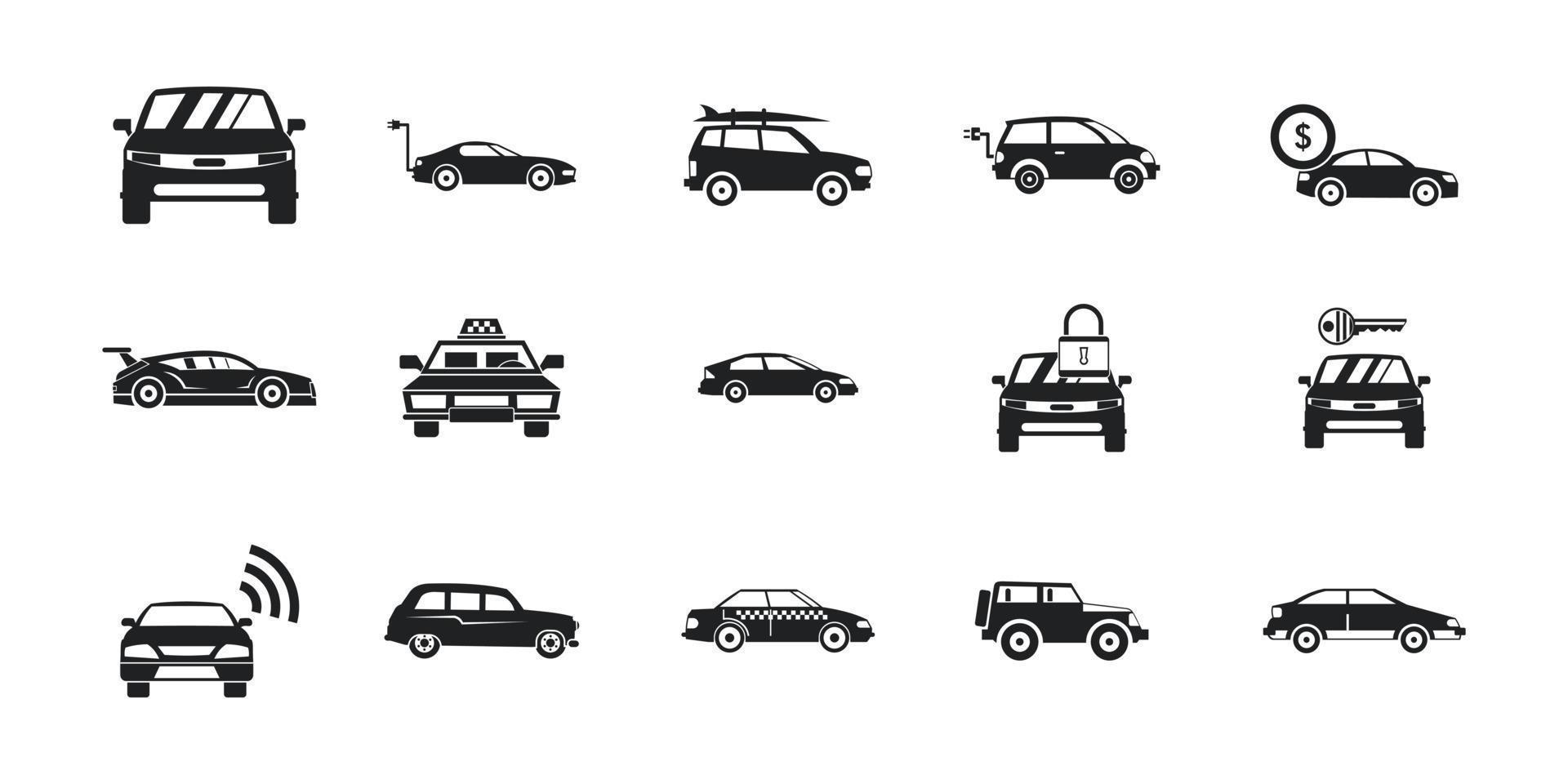 auto pictogrammenset, eenvoudige stijl vector