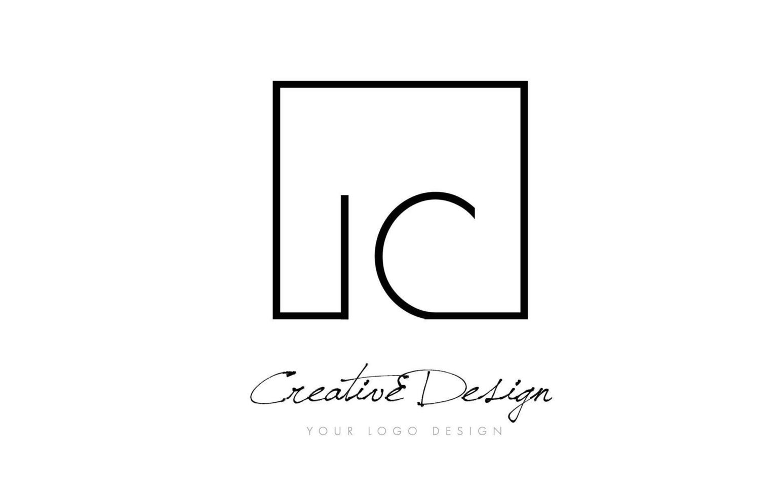 ic vierkante frame letter logo-ontwerp met zwarte en witte kleuren. vector