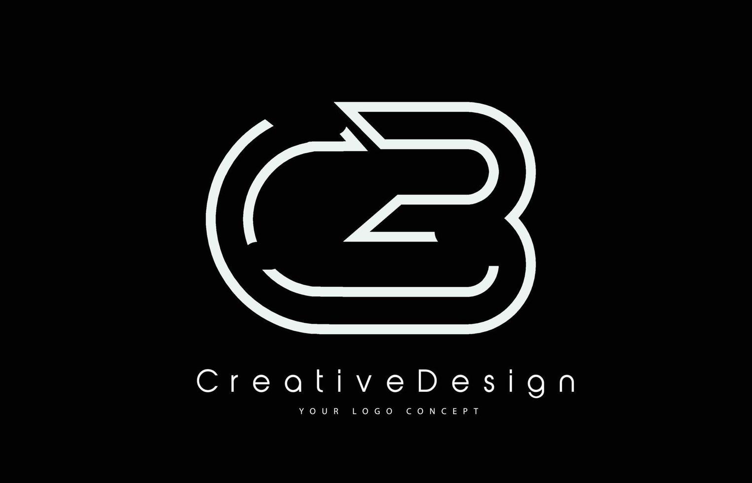 cb cb brief logo ontwerp witte zwarte kleuren. vector