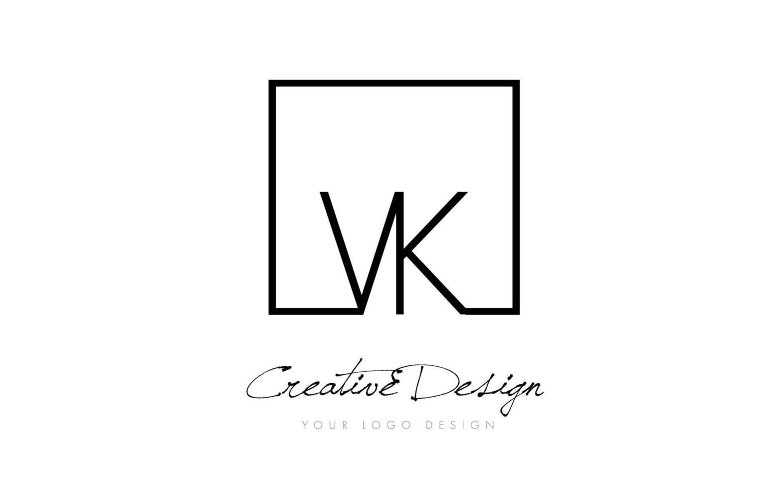 vk vierkant frame letter logo-ontwerp met zwarte en witte kleuren. vector