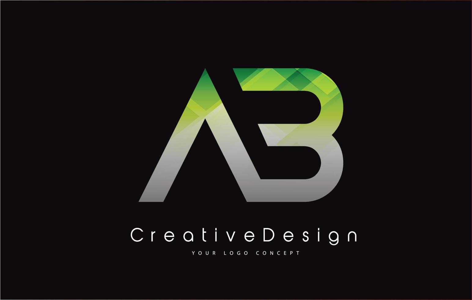 ab brief logo ontwerp. groene textuur creatieve pictogram moderne brieven vector logo.