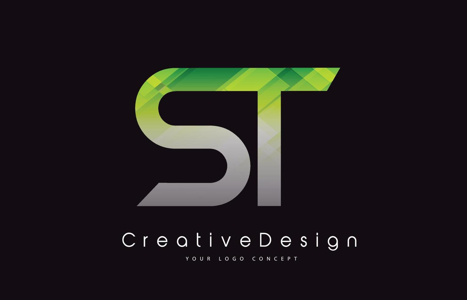 st brief logo ontwerp. groene textuur creatieve pictogram moderne brieven vector logo.