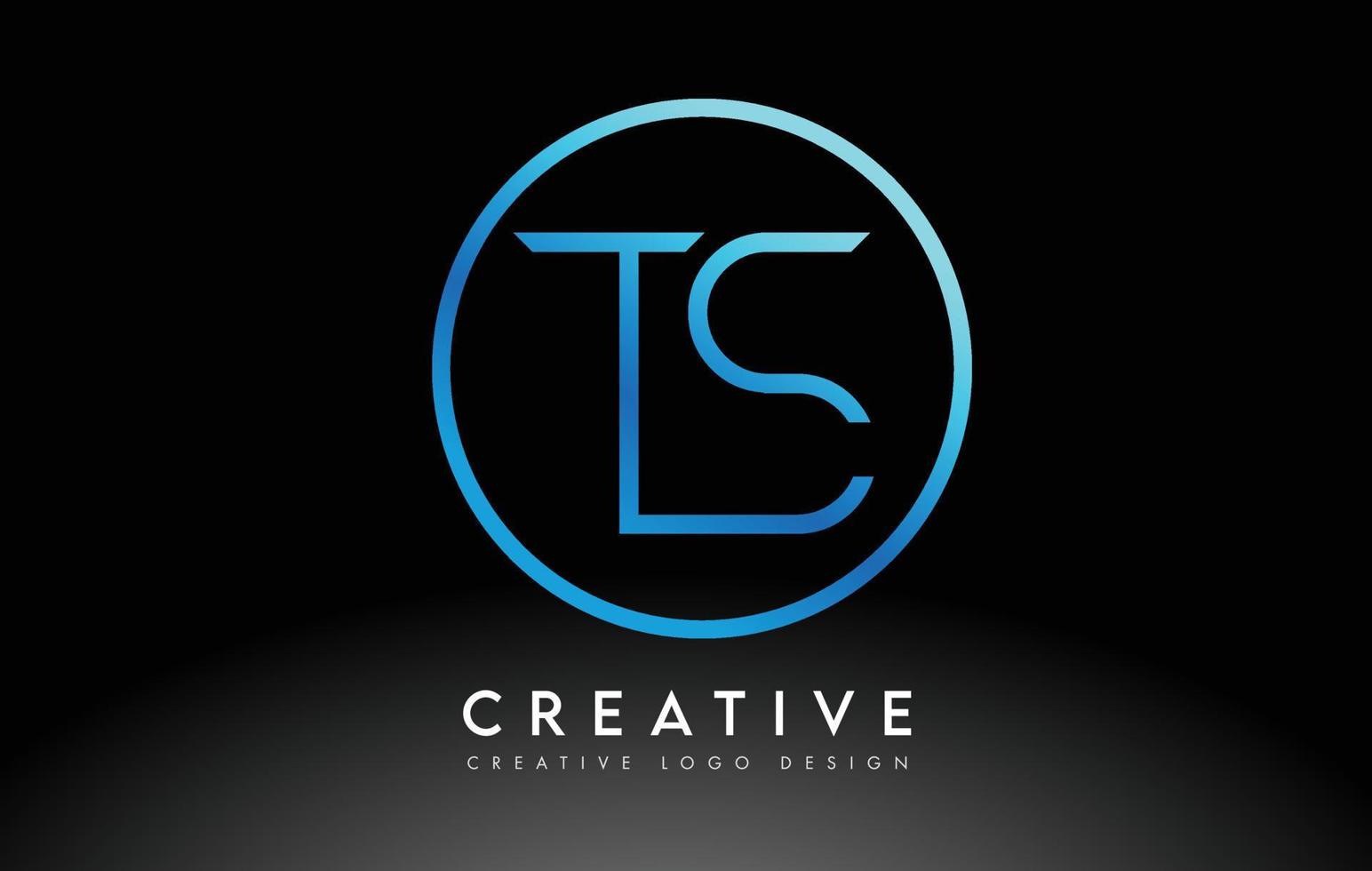 neonblauw ts-letters logo-ontwerp slank. creatief eenvoudig schoon briefconcept. vector