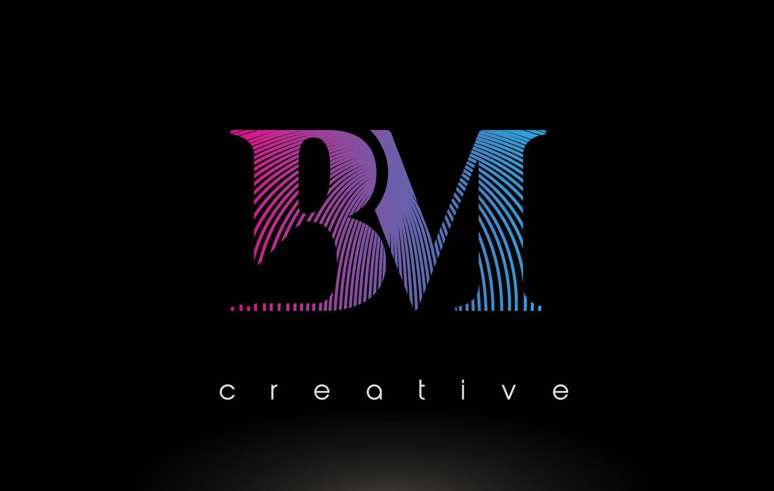 bm-logo-ontwerp met meerdere lijnen en paarsblauwe kleuren. vector