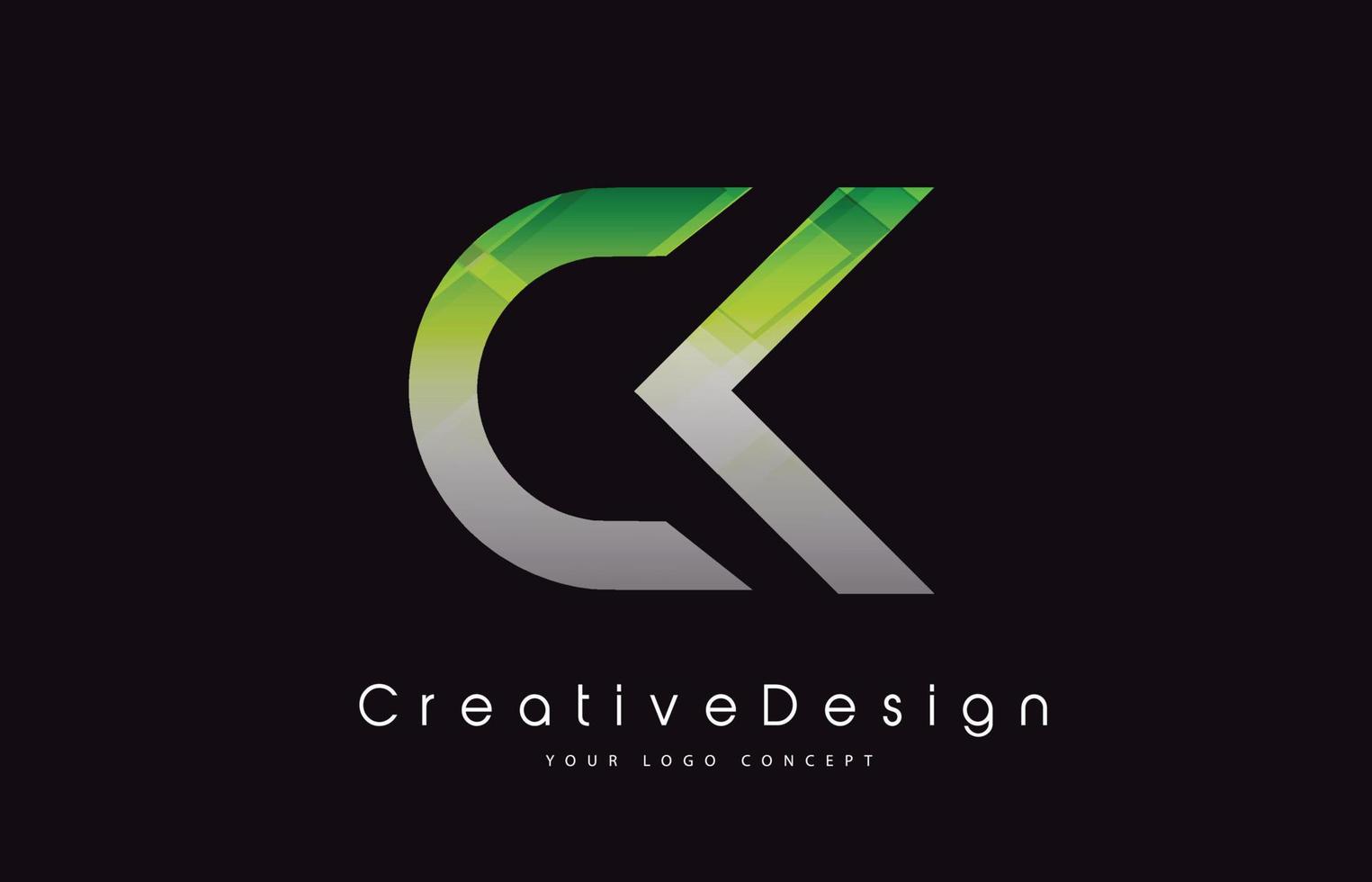 ck brief logo ontwerp. groene textuur creatieve pictogram moderne brieven vector logo.