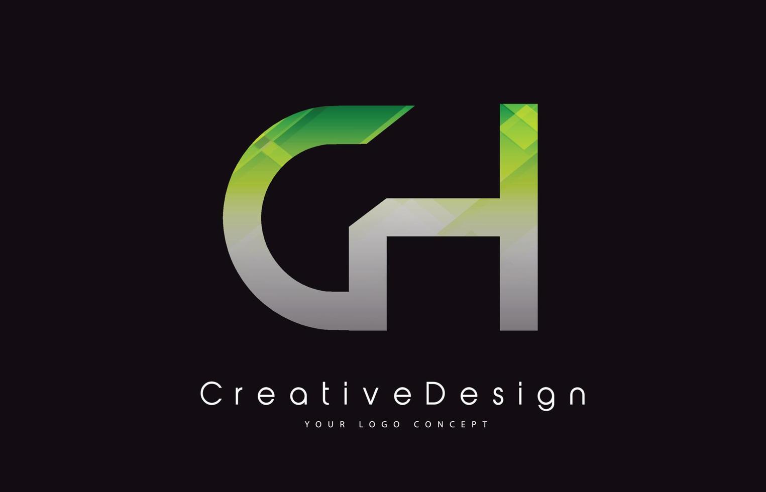 ch brief logo ontwerp. groene textuur creatieve pictogram moderne brieven vector logo.