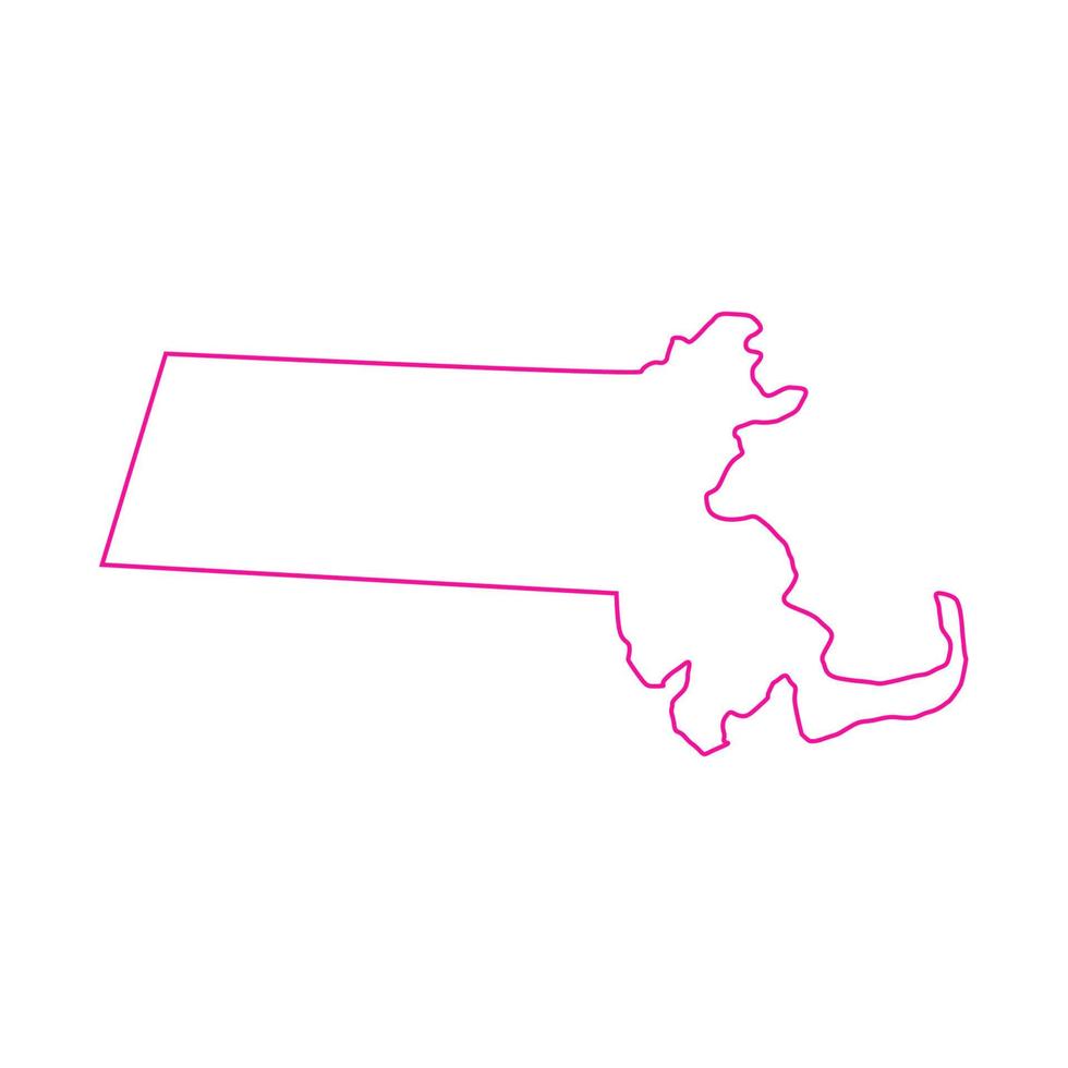 massachusetts kaart op witte achtergrond vector