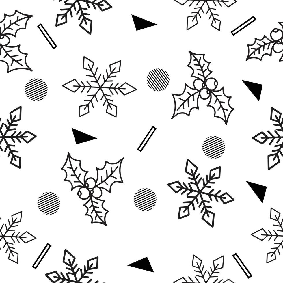 schattige boom natal kerstversiering naadloze patroon object behang met wit. vector