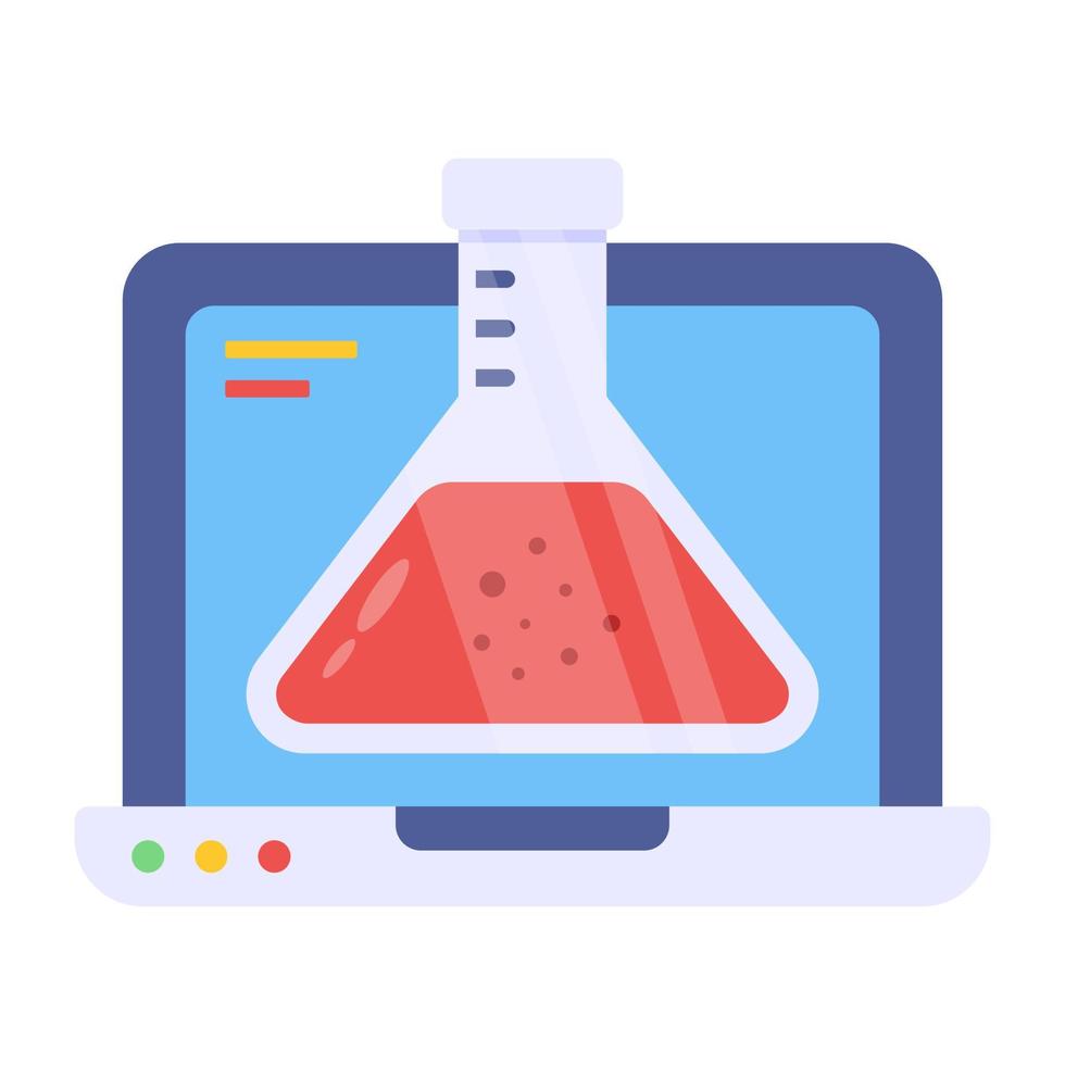 plat design icoon van online chemie vector