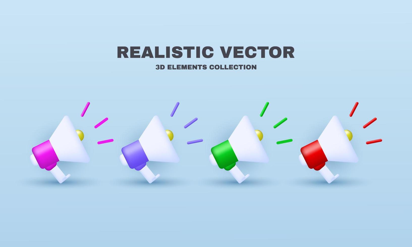 unieke realistische 3d set pictogram ontwerp luidspreker megafoon kleurrijk geïsoleerd op vector