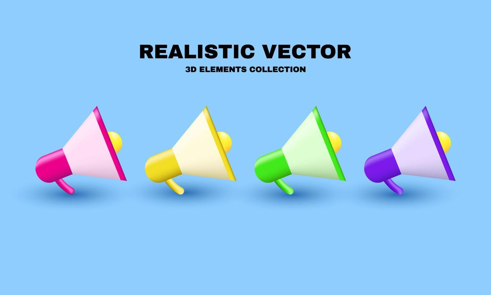 unieke realistische set vier megafoon pictogram eenvoudig 3d render illustratie ontwerp geïsoleerd op vector