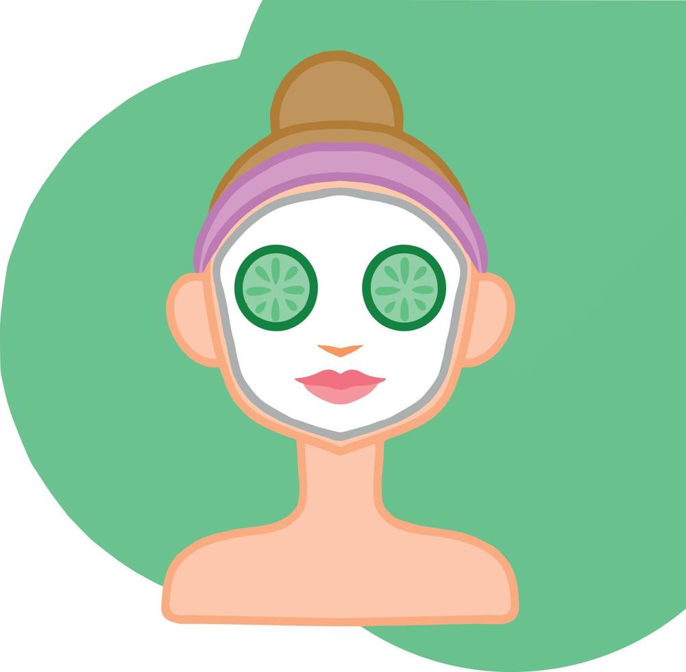 verfrissend masker voor het gezicht en komkommers voor de ogen. vector illustratie